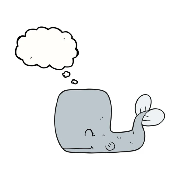 Pensiero bolla cartone animato felice balena — Vettoriale Stock