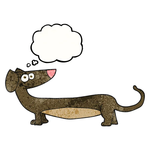 Pensamiento burbuja textura dibujos animados dachshund — Vector de stock