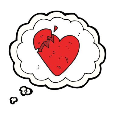 düşünce kabarcık karikatür kırık kalp