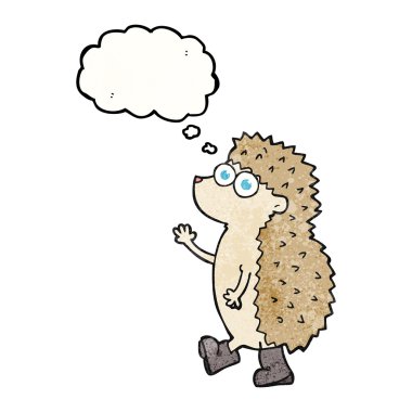 şirin düşünce balonu dokulu karikatür kirpi