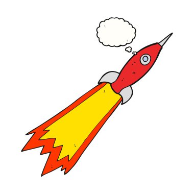 düşünce kabarcık karikatür roket