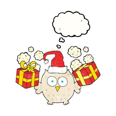 düşünce bubble dokulu karikatür Noel baykuş