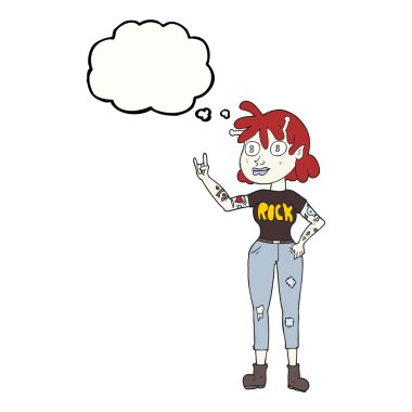 düşünce kabarcık karikatür yabancı rock fan kız