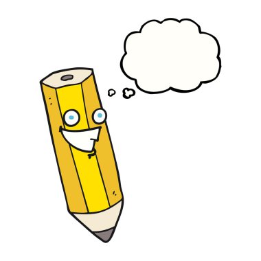 mutlu düşünce kabarcık karikatür kalem