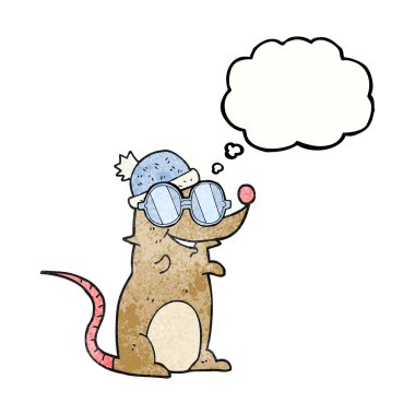 kabarcık dokulu karikatür fare gözlük ve şapka takıyor sanıyordum