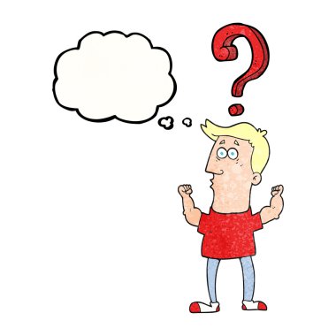 düşünce balonu çizgi film adam soru ile dokulu