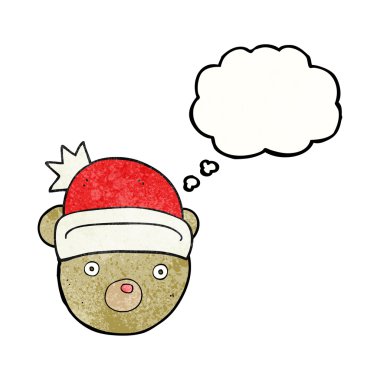 kabarcık dokulu karikatür ayıcık Noel şapka takıyor sanıyordum