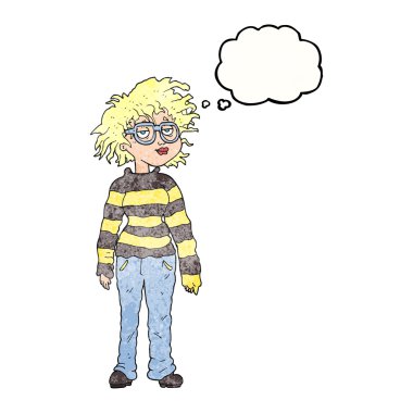 kabarcık dokulu karikatür geeky kız sanıyordum