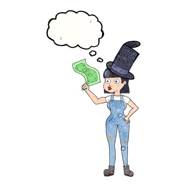 para için tutan kabarcık dokulu karikatür kadın sanıyordum