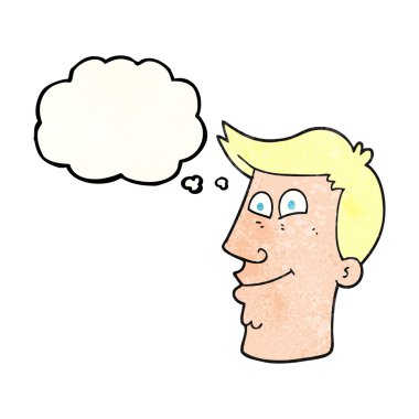 çizgi film erkek yüz düşünce balonu dokulu