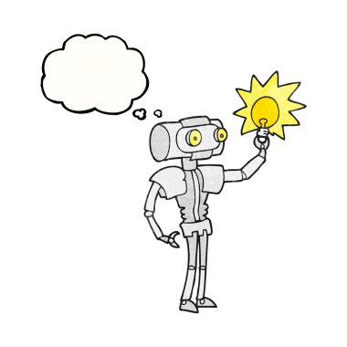 kabarcık dokulu karikatür robot ampul ile sanıyordum