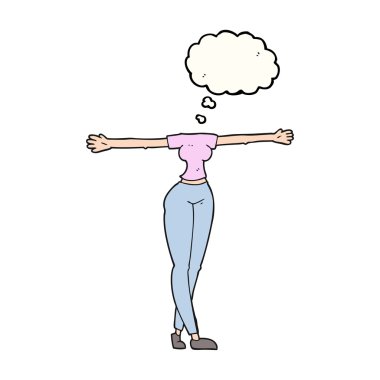 kabarcık karikatür kadın bedeni geniş kollu sanıyordum