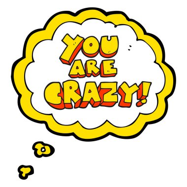 çılgın düşünce kabarcık karikatür sembolü vardır