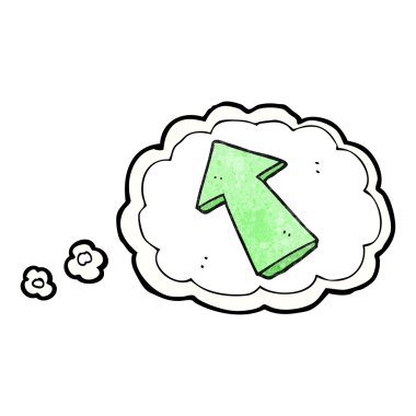 kabarcık dokulu karikatür işaret eden ok düşündüm