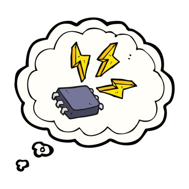 düşünce kabarcık karikatür bilgisayar çipi