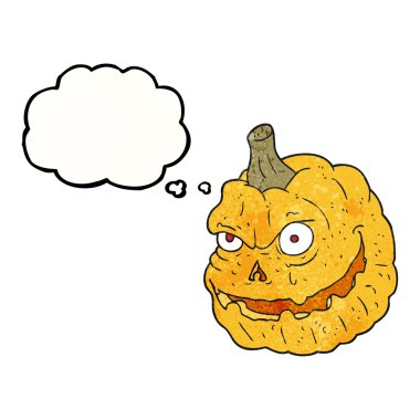 Çizgi Film ürkütücü kabak düşünce balonu dokulu