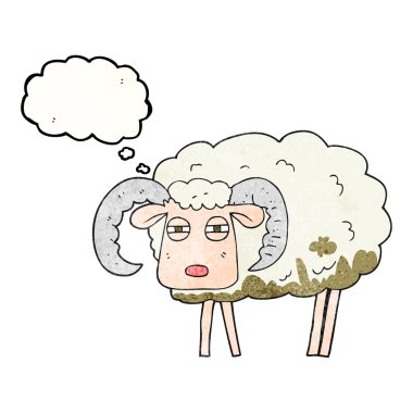 çamur içinde düşünce balonu dokulu karikatür ram