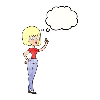 kabarcık dokulu karikatür kadın fikir düşündüm