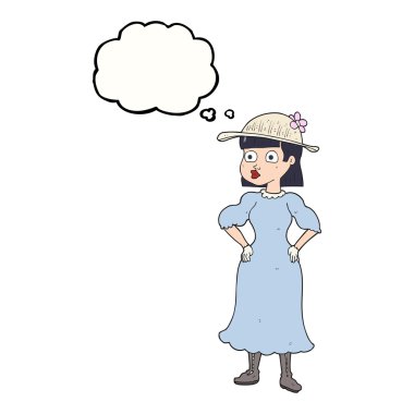 kabarcık karikatür kadın mantıklı elbisenin içinde düşündüm