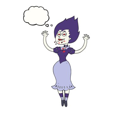 Kanlı ağzı kabarcık karikatür vampir kız sanıyordum