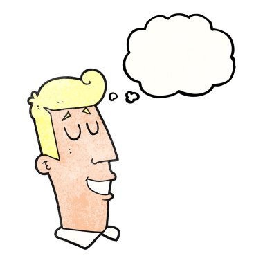 adam sırıtarak kabarcık dokulu çizgi film düşündüm