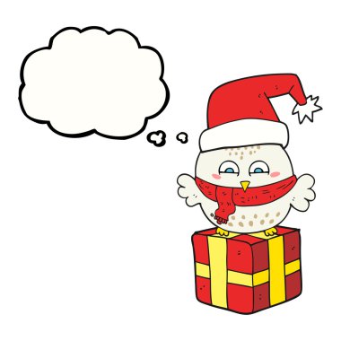 kabarcık karikatür sevimli Noel baykuş hediye sanıyordum