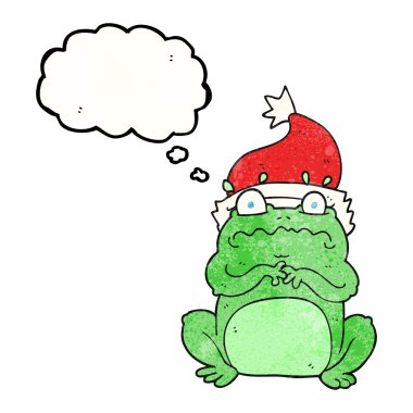 Noel şapka kabarcık dokulu karikatür kurbağa sandım