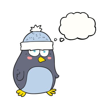 düşünce kabarcık karikatür penguen