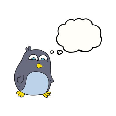 düşünce kabarcık karikatür penguen