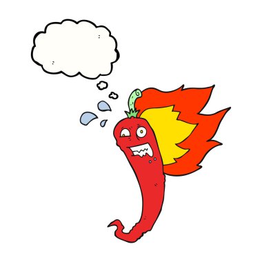 sıcak biber biber düşünce kabarcık karikatür