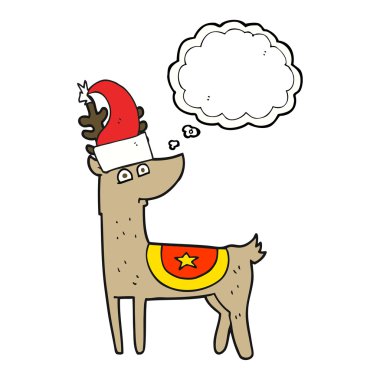 kabarcık karikatür Ren geyiği giyen Noel şapka sanıyordum