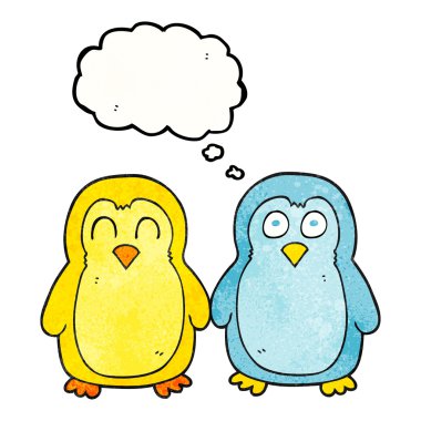 düşünce balonu karikatür kuşlar el ele tutuşarak dokulu
