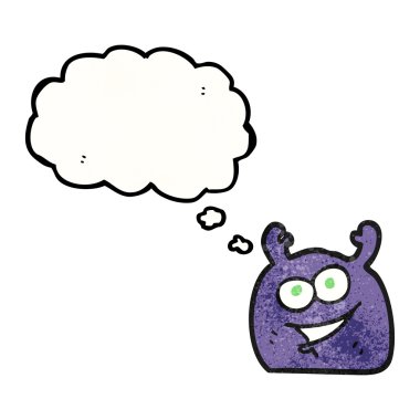 düşünce dokulu kabarcık karikatür küçük uzaylı