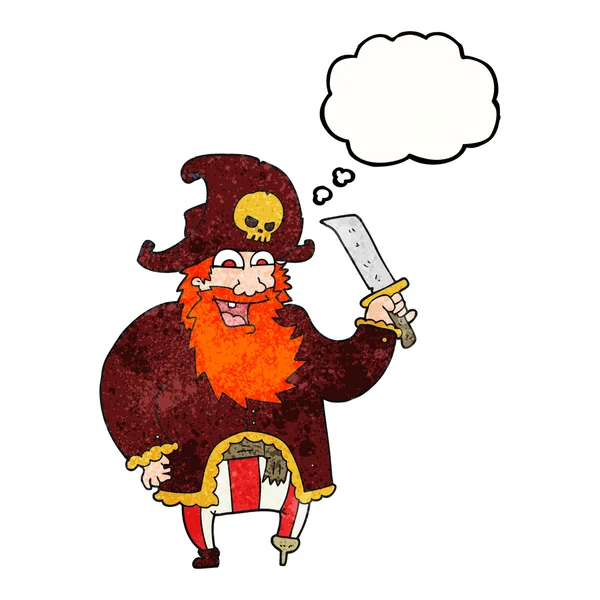 Pensamiento burbuja textura dibujos animados pirata capitán — Vector de stock