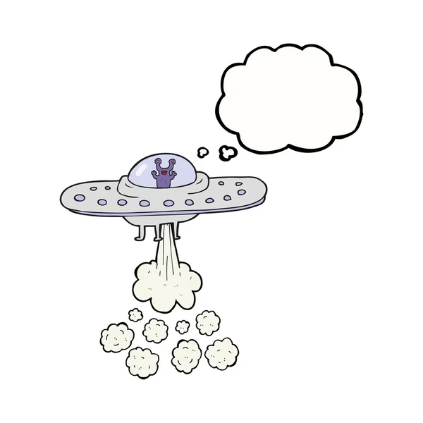 Disco volante del fumetto della bolla di pensiero — Vettoriale Stock