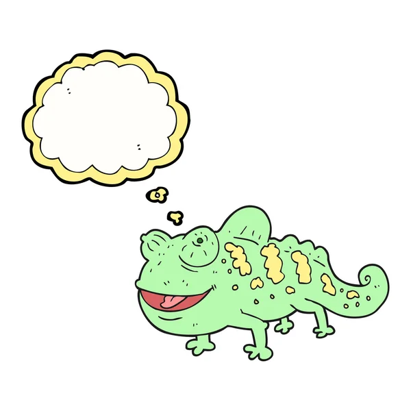 Berpikir bubble cartoon chameleon - Stok Vektor