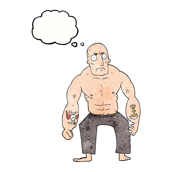 Σκέψη φούσκα υφής σκληρό άνδρα καρτούν — Διανυσματικό Αρχείο