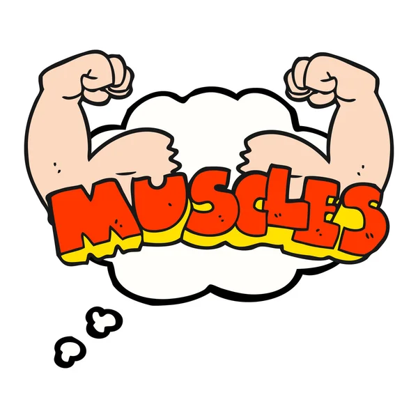 Pensée bulle dessin animé muscles symbole — Image vectorielle