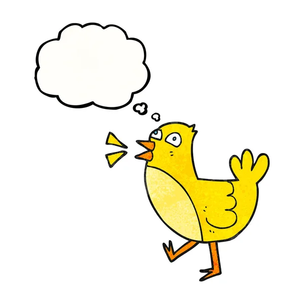 Myśl bańki teksturowanej kreskówka ptak — Wektor stockowy