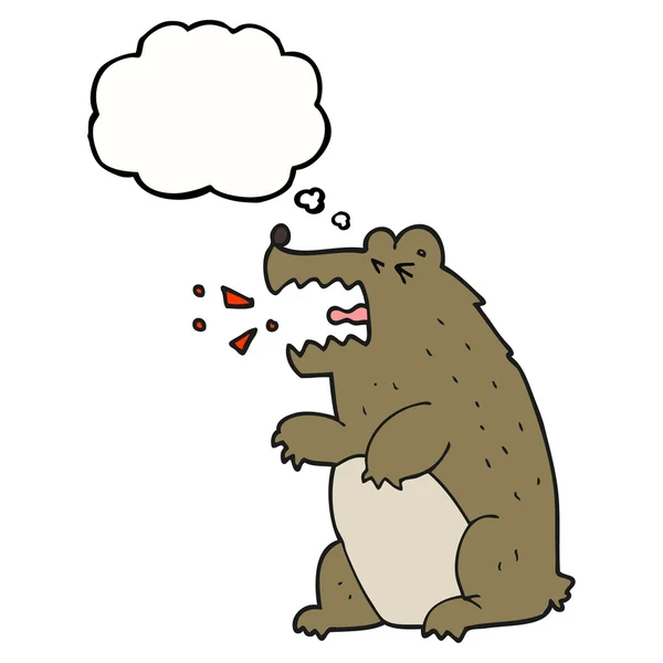 Σκέψη φούσκα κινούμενα σχέδια αρκούδα — Διανυσματικό Αρχείο