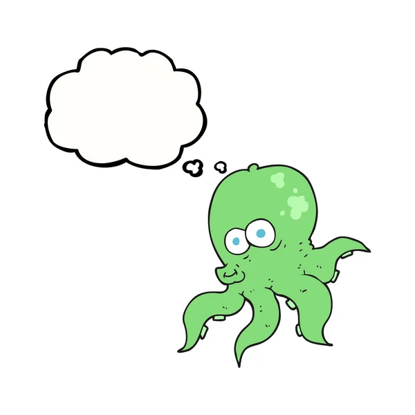 Pulpo de dibujos animados burbuja pensamiento — Vector de stock