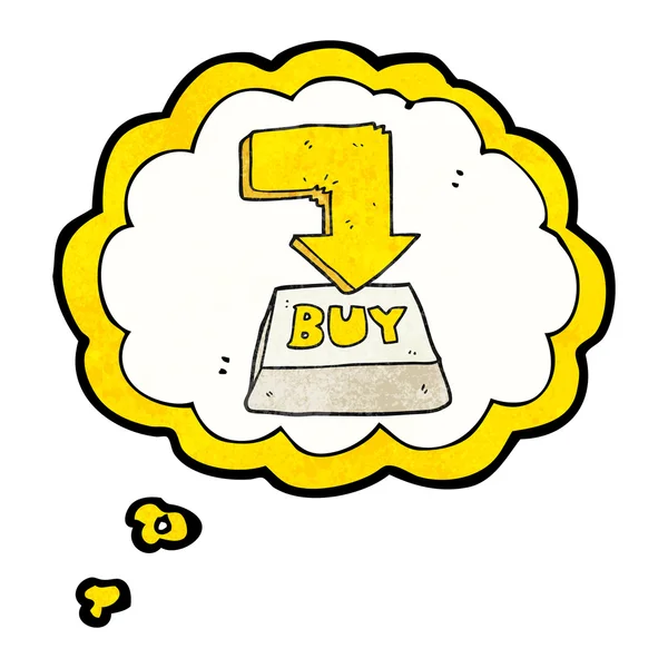 Thought bubble textured cartoon computer key buy symbol — Stock Vector