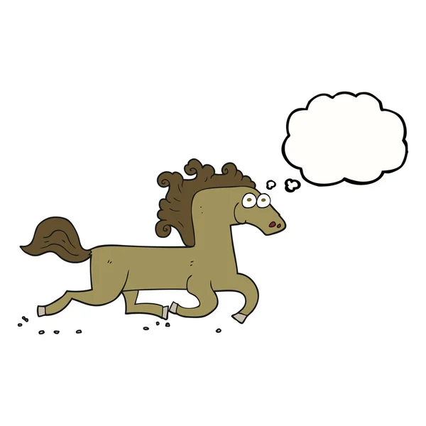 Pensamento bolha desenho animado correndo cavalo — Vetor de Stock
