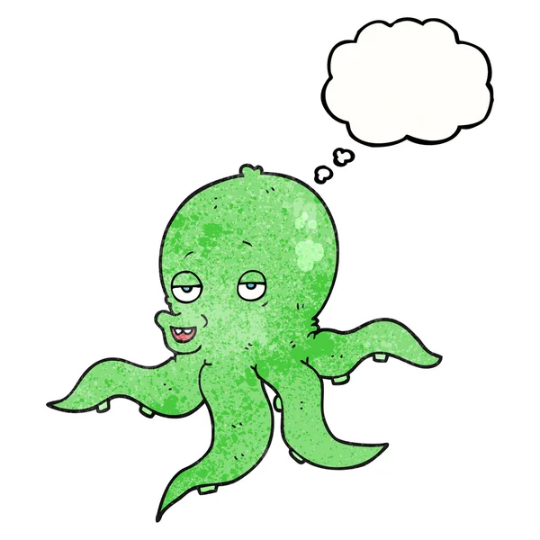 Thought bubble textured cartoon octopus — Stock Vector
