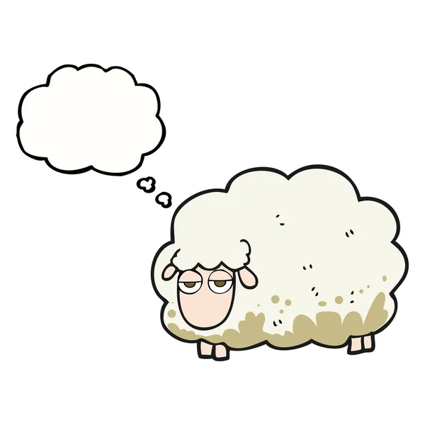 Dacht dat bubble cartoon modderige winter schapen — Stockvector