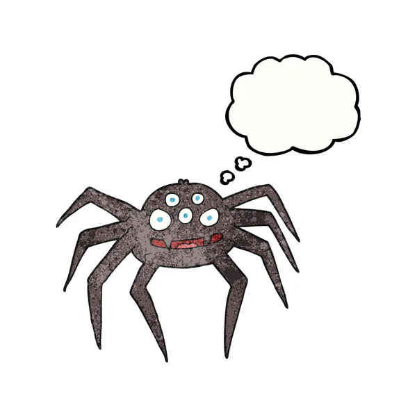 Pensamiento burbuja textura dibujos animados araña — Vector de stock