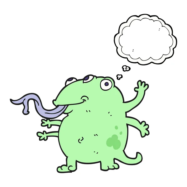 Gedachte zeepbel cartoon alien — Stockvector