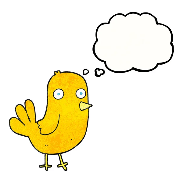 Pensamiento burbuja textura dibujos animados pájaro — Vector de stock