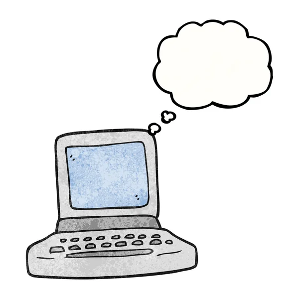 Dacht dat bubble getextureerde cartoon oude computer — Stockvector