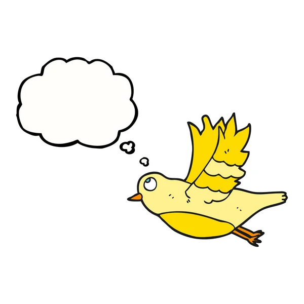 Pensée bulle dessin animé oiseau volant — Image vectorielle